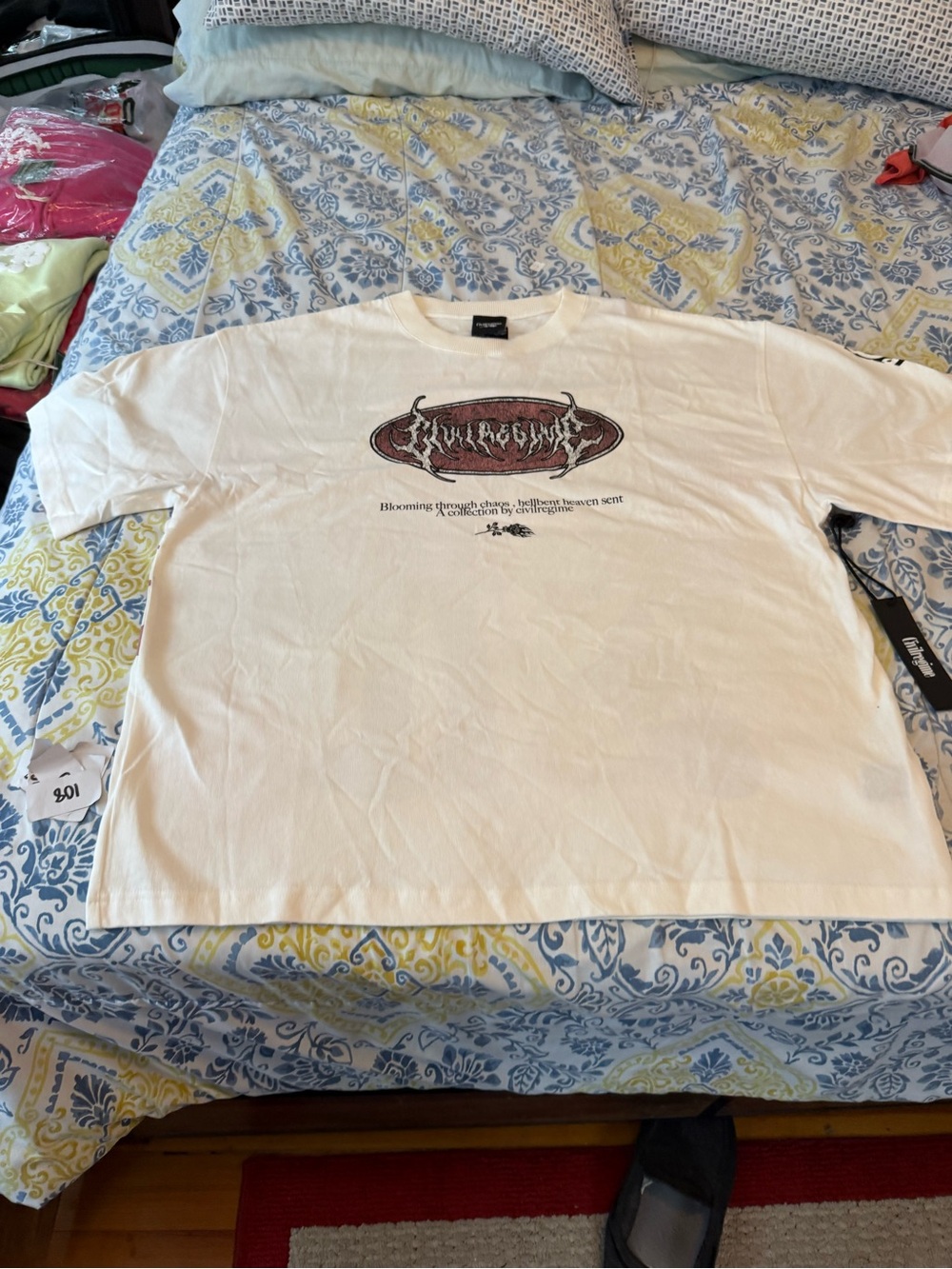 Civil Regime Hellbent 199X White Graphic Short-Sleeve Tee with Center Emblem